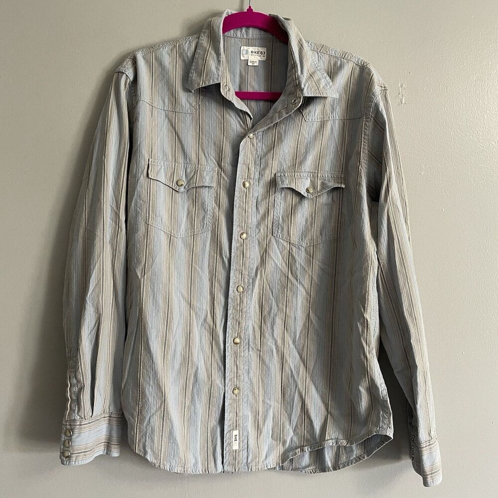 Men’s BKE 67 Medium Long sleeve Snap Down Blue tan